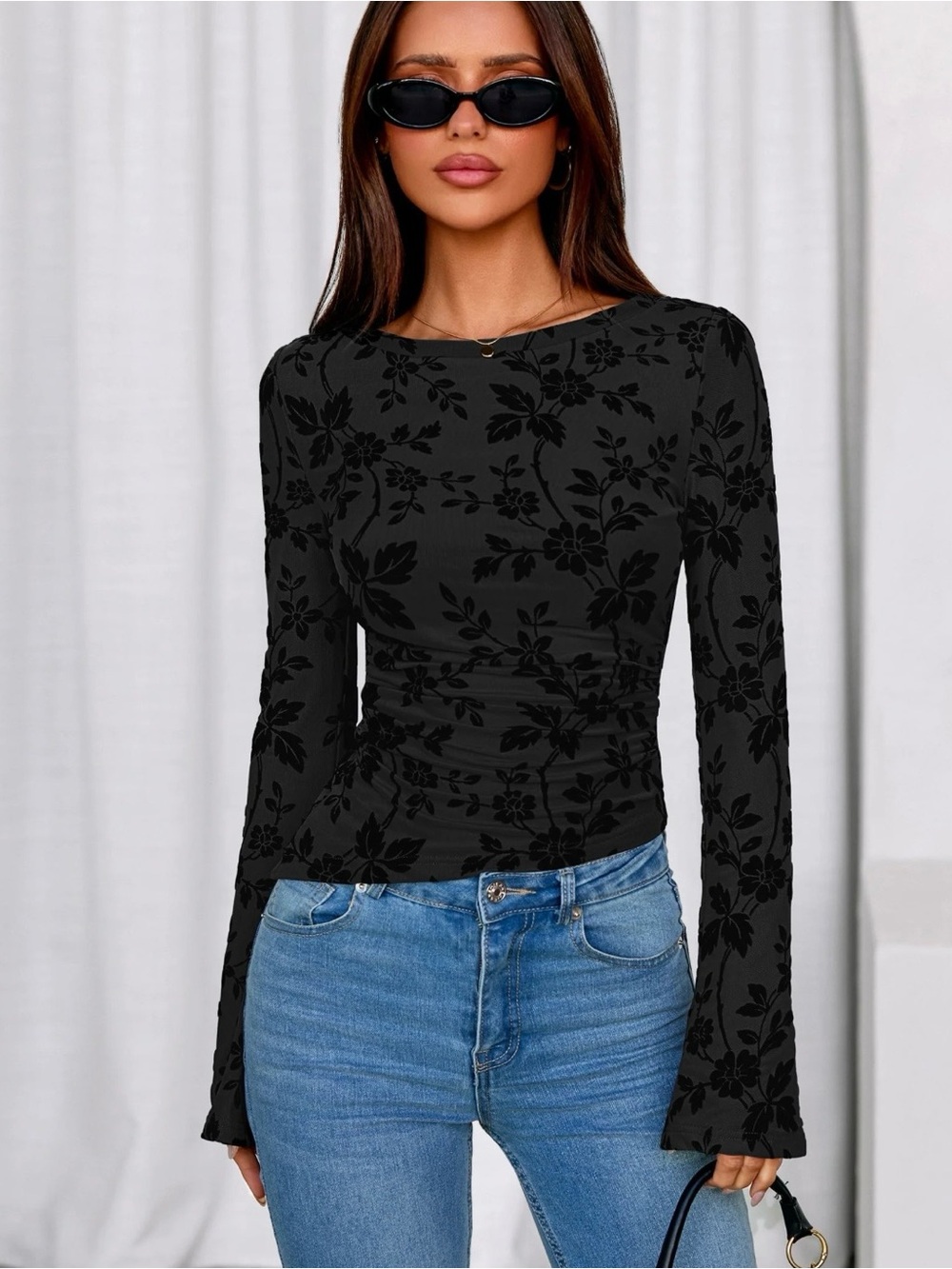 PrettyGarden | Velvet Floral Top